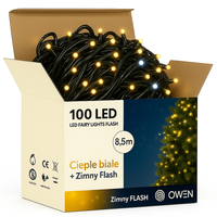 LAMPKI CHOINKOWE ZEWNĘTRZNE 100LED FLASH CIEPŁE BIAŁE