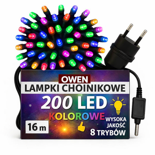 LAMPKI CHOINKOWE 200 LED KOLOROWE