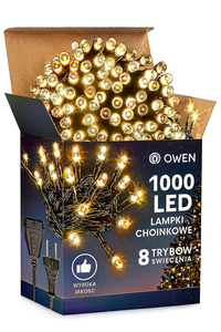 LAMPKI CHOINKOWE 1000 LED CIEPŁE BIAŁE