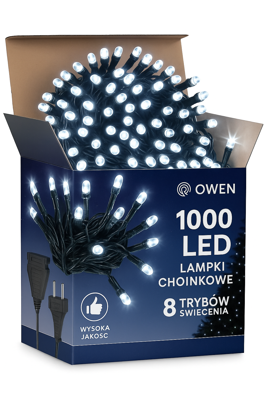 LAMPKI CHOINKOWE 1000 LED ZIMNE BIAŁE