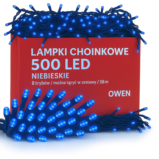 LAMPKI CHOINKOWE 500 LED NIEBIESKIE