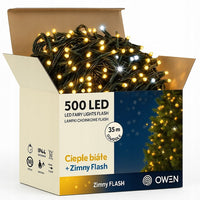 LAMPKI CHOINKOWE ZEWNĘTRZNE 500LED FLASH CIEPŁE BIAŁE