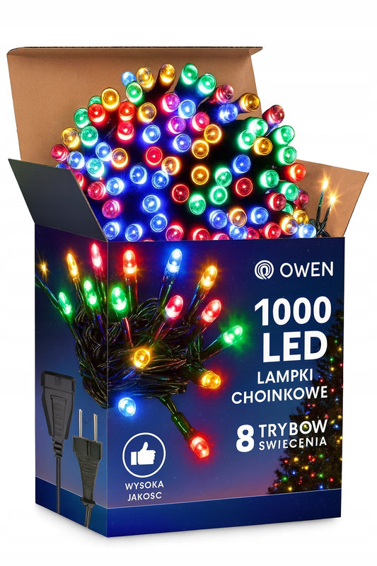 LAMPKI CHOINKOWE 1000 LED KOLOROWE